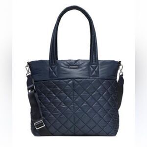 Michael Kors Roberts Large Navy Quilted Gym Tote Bag Double Handles